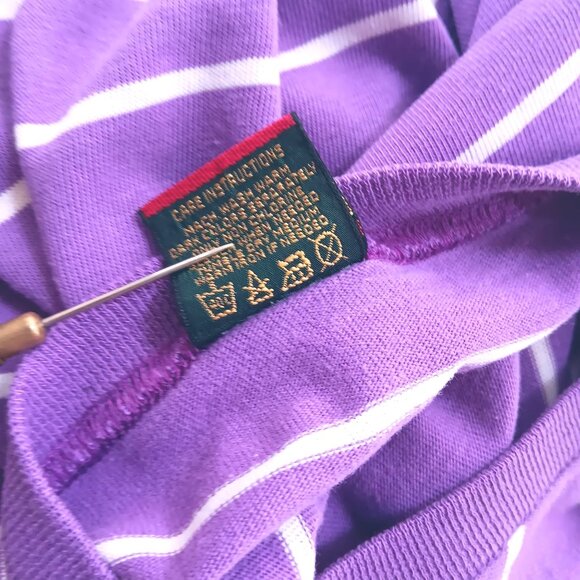 Vintage Men's Medium T-shirt Single Stitch Cross Creek Purple Striped Grunge 90s - Picture 6 of 6